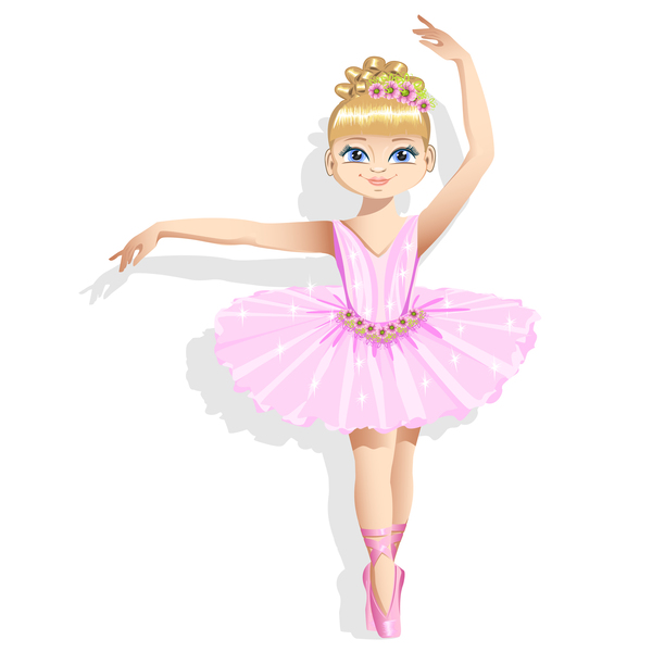 Cute ballerina in a pink tutu vector 01  