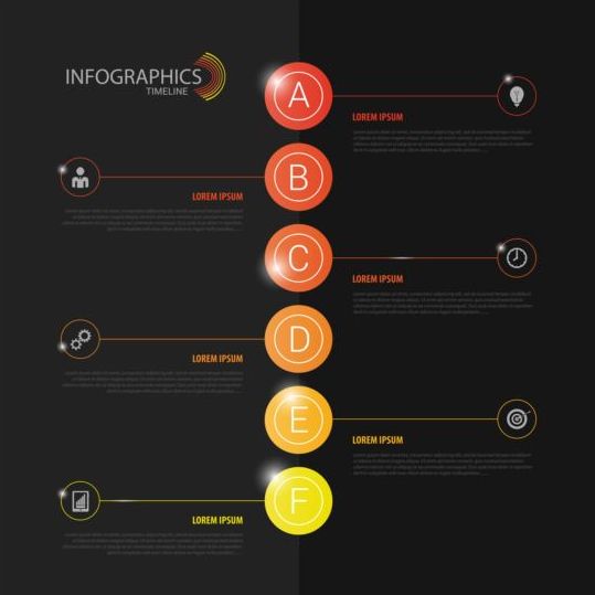 Dark infographic with colored button vector 02  