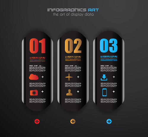 Dark style infographics business vector 13  