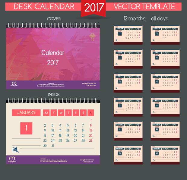 Стол 2017 календарь крышку и внутренний вектор шаблона 10  
