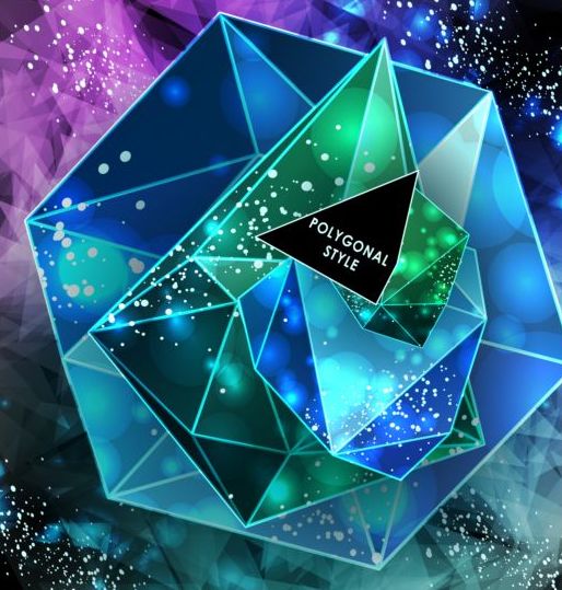 Diamantpolygon med abstrakt bakgrunds vektor 07  