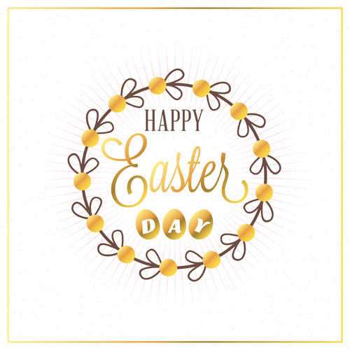 Floral frame with happy easter background vector 02  
