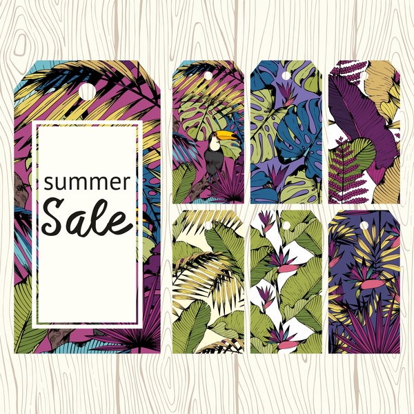 Floral summer sale tags vectors  