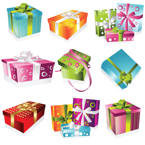 Vivid Colored Gifts Box vector graphics 03  