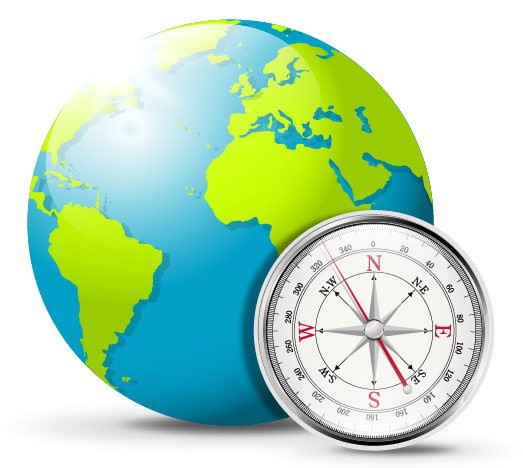 Globe and compass creative vector  