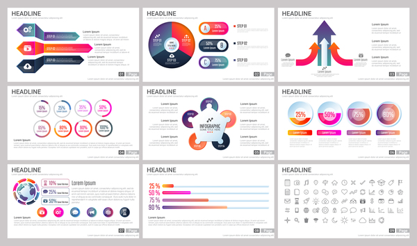 Riesige Sammlung von Business-Infografik-Vektoren 12  