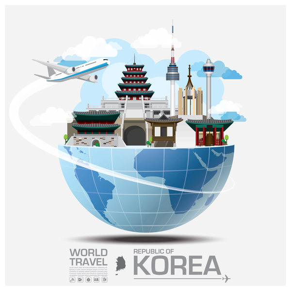 Coreano viaggio modello vettoriale 01  