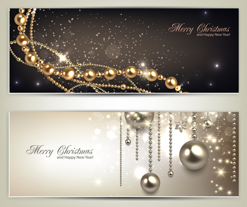 Luxury Jewelry christmas banners vector set 01  
