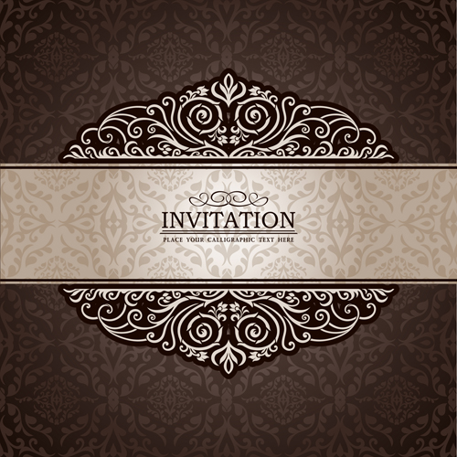 Set of Luxury invitation background elements vector 03  