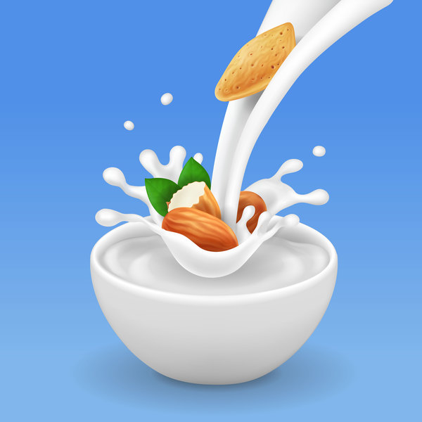 Nut with milk illustration vector  