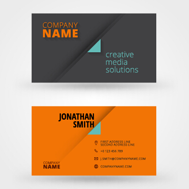 Orange with black business card vector  