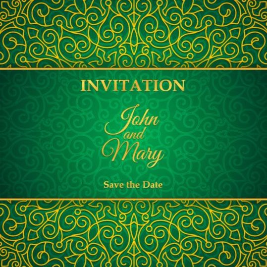 Orante grüne Hochzeits-Einladungskarten Design Vektor 13  
