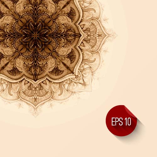 Ornament ethnic pattern with retro background 06  