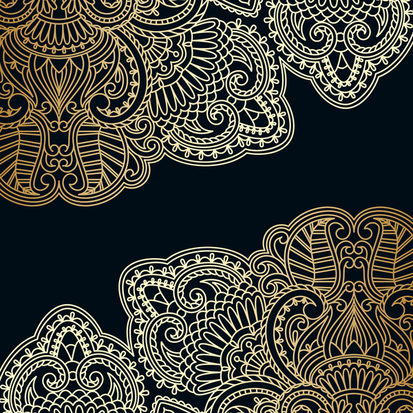 Ornamental round gold with silver vector background 03  