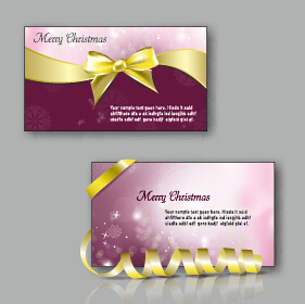 Ornate christmas bow greeting cards vector 03  