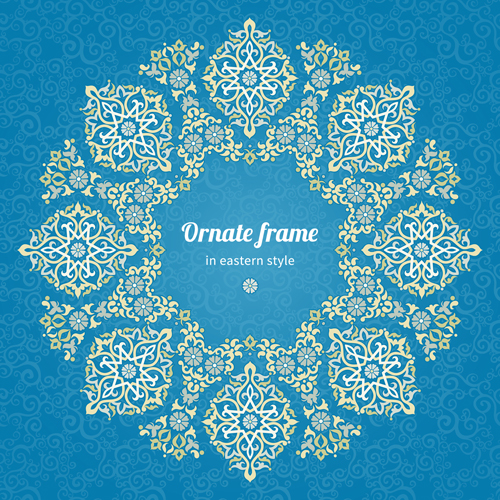 Ornate eastern style floral background vector 04  