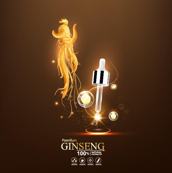 Premium ginseng cosmétiques affiche vecteur 08  