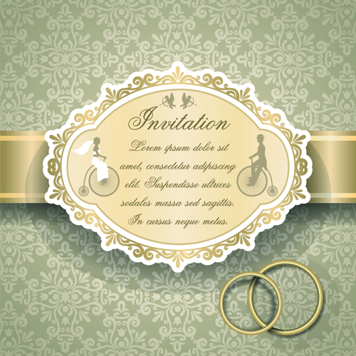 Qrnate floral pattern wedding invitations vector 03  