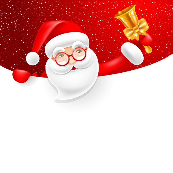 Santa with bell and blank christmas background vector 01  
