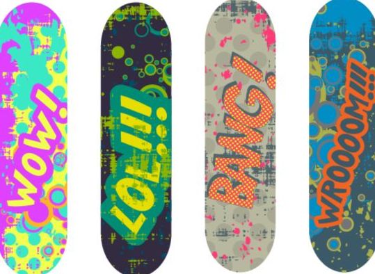 Skateboard design material vector 02  