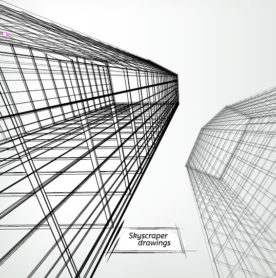 Skyscrapers drawings material vectors 08  