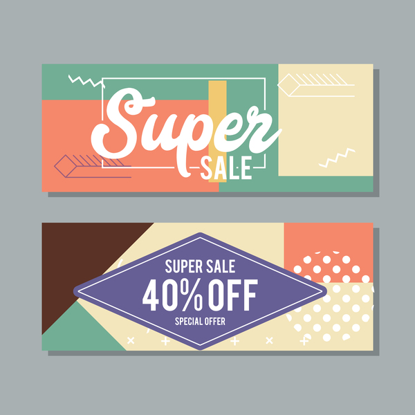 Super sale discount banner template vectors 03  