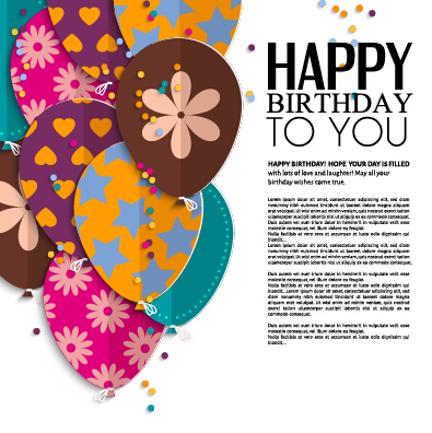 Template birthday greeting card vector material 02  