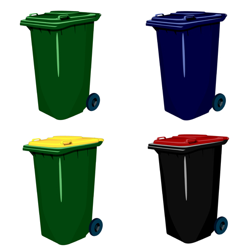 Colorful trash can vector 04  