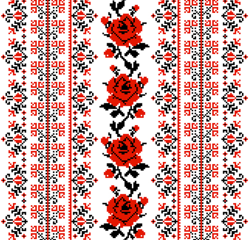 Ukrainian styles embroidery patterns vector set 01  