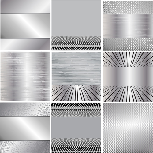 Various metal style background set vector 04  