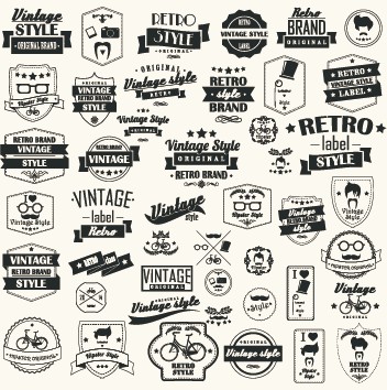 Vector set of vintage style label graphics 03  