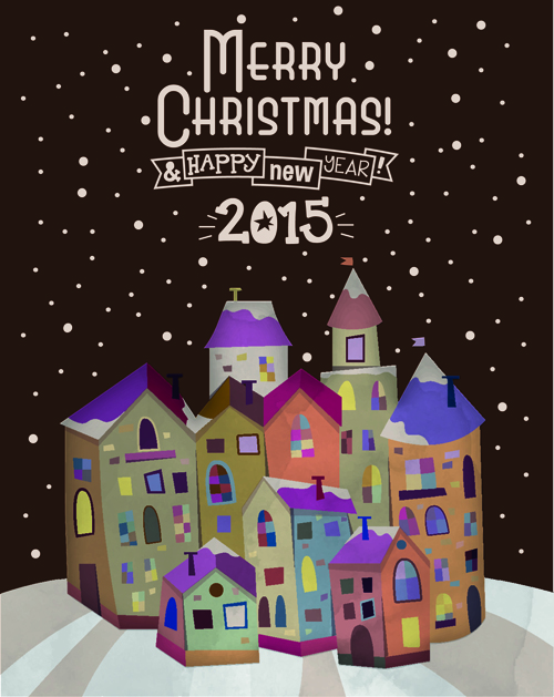 Vintage house with 2015 Christmas background 02  