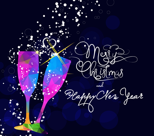 Wineglass with christmas vector background  