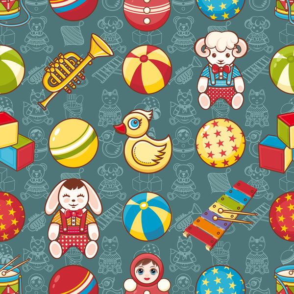 baby seamless pattern with cute toy vectors 11  