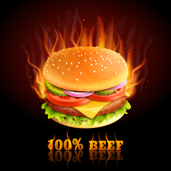 牛肉ハンバーガーポスターベクトル  