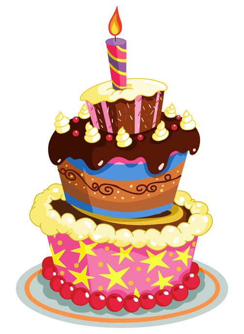 Cute cake cards design elements vector 04  