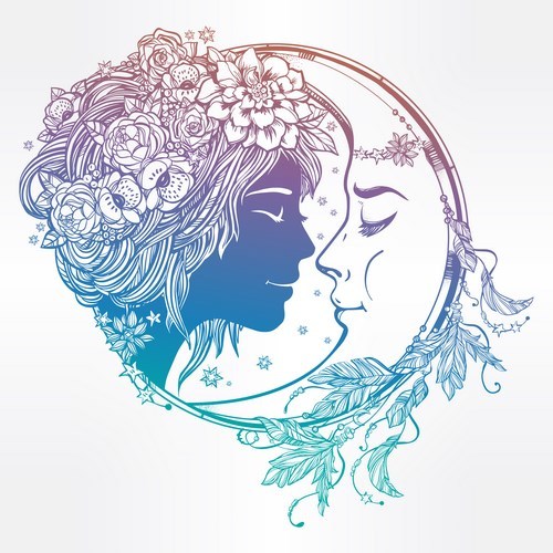 la lune avec femme visage vecteur desgin 03  