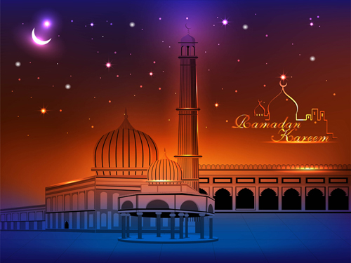 Elements of mosque backgrounds vector graphic 01  