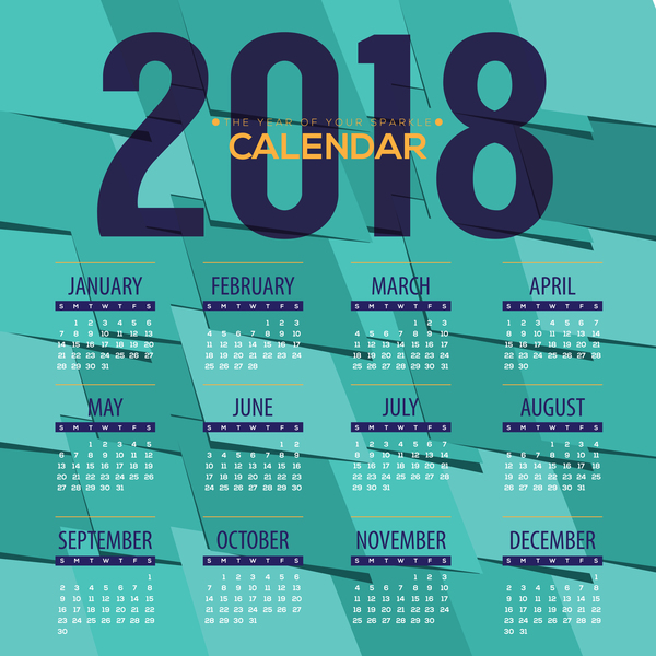 simple 2018 calendar template vector set 03  