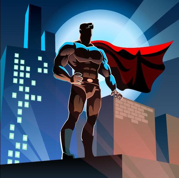 Superman avec le vecteur de la ville  