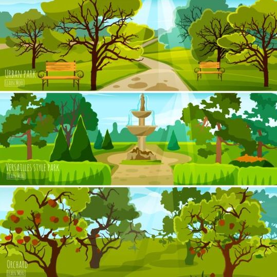 urban park landscapes vector material 01  