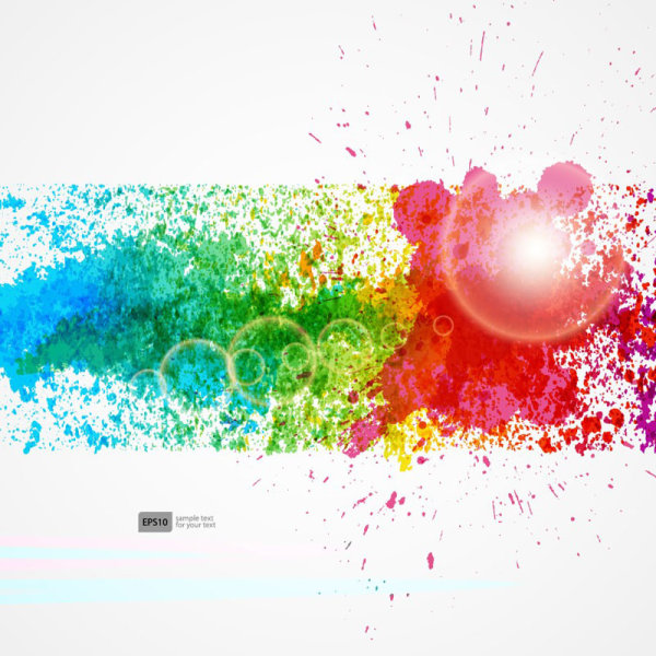 Colorful Object splash backgrounds vector 01  