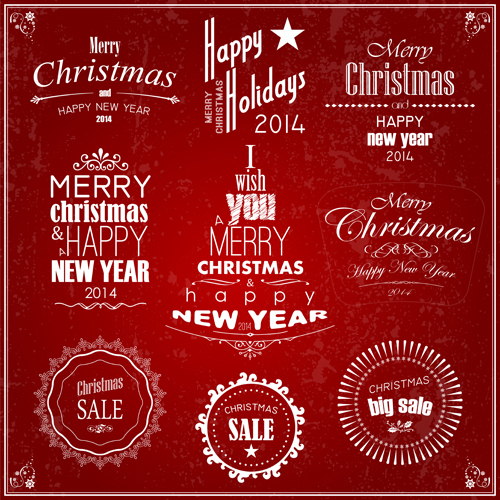 2014 New Year and christmas design elements set vector 02  