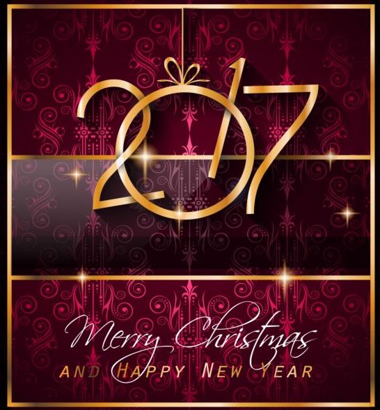 2017 New Year and Xmas ornate background vector  