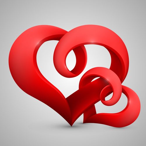 3d heart vector set 02  