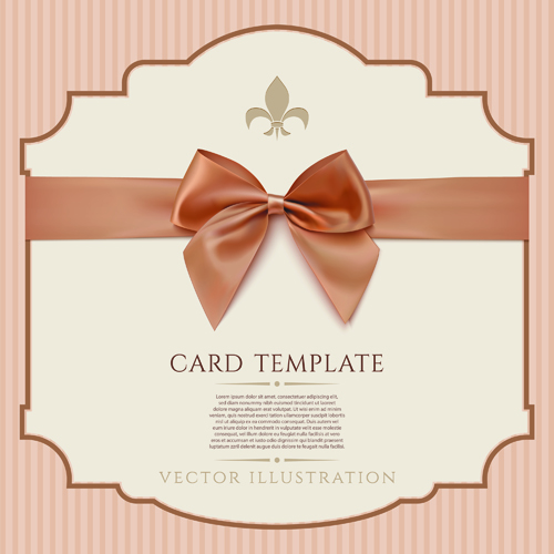 Beige bow card template vector 04  