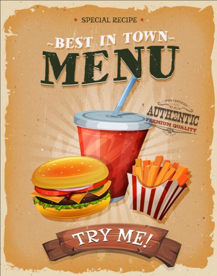 Best food vintage poster vector  