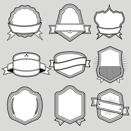 Black with white blank labels vector set 07  