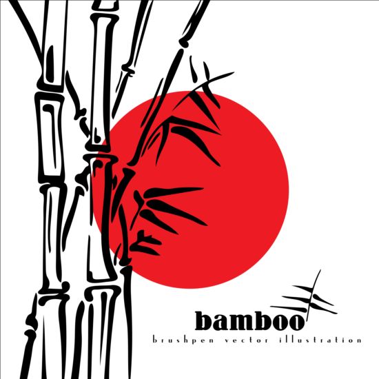 ブラシペン竹背景ベクトルイラスト01  