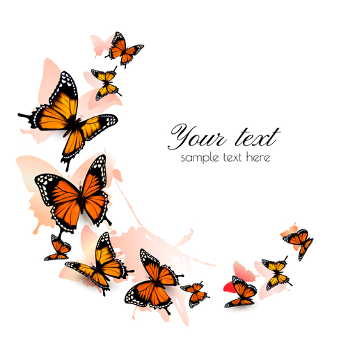 Butterflies art background vector graphics 04  